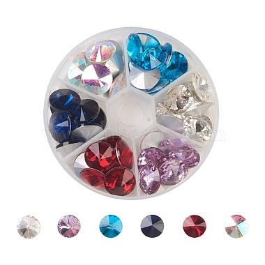 14mm Mixed Color Cone Glass Rhinestone Cabochons