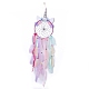 Handmade Unicorn Woven Net/Web with Feather Wall Hanging Decoration(HJEW-A001-01B)-4