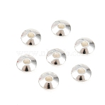 Brass Flat Round Spacer Beads, Rack Plating, 925 Sterling Silver Plated, 5x2mm, Hole: 1mm(KK-M085-21S)