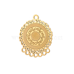 304 Stainless Steel Chandelier Component Links, Flat Round Links, Ion Plating(IP), Real 14K Gold Plated, 24x14mm(STAS-OY006-92G)
