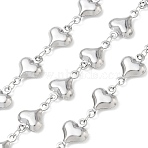 304 Stainless Steel Heart Link Chains, Soldered, with Spool, Stainless Steel Color, 13.5x9.5x3.5mm, about 16.40 Feet(5m)/Roll(CHS-N009-01B-P)