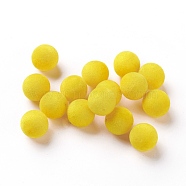 Flocky Acrylic Beads, Half Drilled, Round, Gold, 11.5~12mm, Hole: 1.6mm(OACR-I001-12mm-L18)