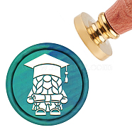 Brass Wax Seal Stamp with Handle, for DIY Scrapbooking, Graduation Theme Pattern, 3.5x1.18 inch(8.9x3cm)(AJEW-WH0184-0171)