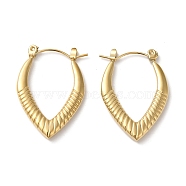 Rack Plating 304 Stainless Steel Hoop Earrings for Women, Teardrop, Real 18K Gold Plated, 28x20x3mm(EJEW-Z026-31G)