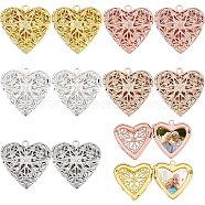 10Pcs 5 Colors Brass Diffuser Locket Pendants, Picture Frame Charms for Necklace, Heart with Flower, Mixed Color, 26x26.5x6.5mm, Hole: 2mm, 2pcs/color(KK-BC0008-31)