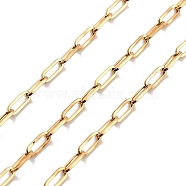 Vacuum Plating 304 Stainless Steel Paperclip Chains, Golden, 6.5x2.5x0.6mm(CHS-H026-01G)