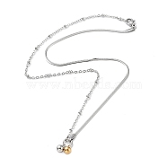 304 Stainless Steel with Plastic Bead Necklaces, Stainless Steel Color, 17.91 inch(45.5cm)(NJEW-Q335-01A-P)