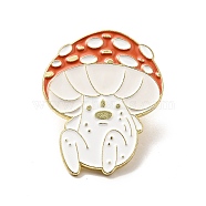 Mushroom Girl Enamel Pin, Light Gold Alloy Brooch for Backpack Clothes, White, 30x24x1.8mm(JEWB-G018-03E-LG)