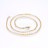 304 Stainless Steel Cable Chain Necklaces, Golden, 17.71 inch(45cm), 2mm (NJEW-P226-01G-02)
