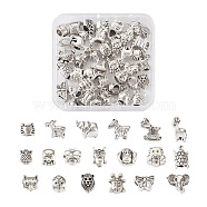 Kissitty 38pcs 19 style Tibetan Style Alloy European Beads, Large Hole Beads, Bee & Butterfly & Dog, Antique Silver, 8~17x6.5~17.5x7~15mm, Hole: 4~6mm, 2pcs/style(FIND-KS0001-21)