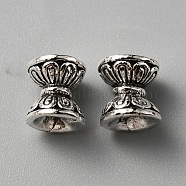 Tibetan Style Alloy Bead Caps, Double Sided, Antique Silver, 8x7.5mm, Hole: 2mm(TIBEB-TAC0001-06AS)