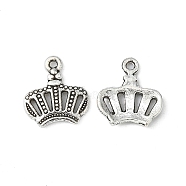 Tibetan Style Alloy Charms, Cadmium Free & Lead Free, Crown, Antique Silver, 14x12x2mm, Hole: 1mm(TIBEP-S029-AS-LF)