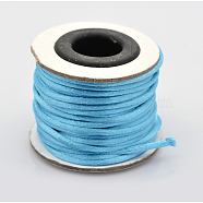 Macrame Rattail Chinese Knot Making Cords Round Nylon Braided String Threads, Satin Cord, Deep Sky Blue, 2mm, about 10.93 yards(10m)/roll(NWIR-O001-A-10)
