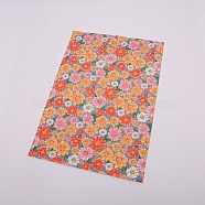 Flower Pattern Imitation Leather Fabric, for DIY Earrings Making, Orange, 21x30cm(DIY-WH0183-06E)