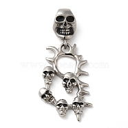 Halloween 304 Stainless Steel Enamel Pendants, Skull Charm, Stainless Steel Color, 50mm(STAS-Q317-05D-AS)