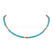 Synthetic Turquoise & Natural Carnelian Beaded Necklaces, Round, 16.97 inch(43.1cm)(NJEW-TA00161)