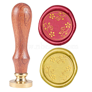 Wax Seal Stamp Set, Sealing Wax Stamp Solid Brass Head,  Wood Handle Retro Brass Stamp Kit Removable, for Envelopes Invitations, Gift Card, Flower Pattern, 83x22mm, Head: 7.5mm, Stamps: 25x14.5mm(AJEW-WH0131-387)