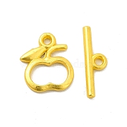 Rack Plating Alloy Toggle Clasps, Apple, Matte Gold Color, Bar: 16x5x1.5mm, Hole: 1.5mm, Apple: 13x10.5x1.5mm, Hole: 1.4mm(FIND-I034-09MG)