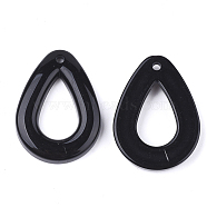 Opaque Acrylic Pendants, teardrop, Black, 30x22x4.5mm, Hole: 2mm, about 290pcs/500g(OACR-S021-08A)