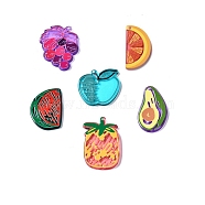 Fruit Theme Translucent Acrylic Pendants, 3D Printed, Mixed Shape Charms, Mixed Color, 29.5~35.5x21.5~31.5x3mm, Hole: 1.2~2mm(TACR-MSMC001-08)