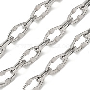 304 Stainless Steel Lip Dapped Chains, Unwelded, with Spool, Stainless Steel Color, 14x8x1mm, about 5m/roll(CHS-Z004-06P)