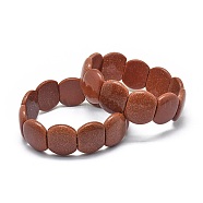 Synthetic Goldstone Beads Stretch Bracelets, Rectangle, 2-1/8 inch(5.5cm), 21x17mm(BJEW-G617-04B-01)