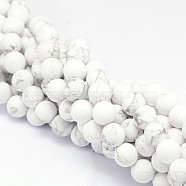Round Natural Howlite Bead Strands, Frosted, 10mm, Hole: 1mm, about 40pcs/strand, 15.74 inch(G-L448-10-10mm)