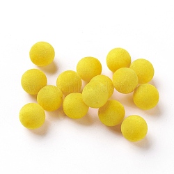 Flocky Acrylic Beads, Half Drilled, Round, Gold, 11.5~12mm, Hole: 1.6mm(OACR-I001-12mm-L18)