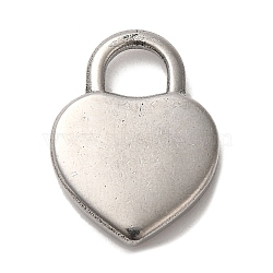 304 Stainless Steel Pendants, Heart Lock Charms, Stainless Steel Color, 20x15x3mm, Hole: 5~5.5mm(STAS-R223-02I)