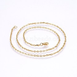 304 Stainless Steel Cable Chain Necklaces, Golden, 17.71 inch(45cm), 2mm (NJEW-P226-01G-02)