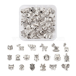 Kissitty 38pcs 19 style Tibetan Style Alloy European Beads, Large Hole Beads, Bee & Butterfly & Dog, Antique Silver, 8~17x6.5~17.5x7~15mm, Hole: 4~6mm, 2pcs/style(FIND-KS0001-21)