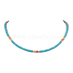 Synthetic Turquoise & Natural Carnelian Beaded Necklaces, Round, 16.97 inch(43.1cm)(NJEW-TA00161)