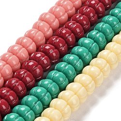 Synthetic Coral Dyed Beads Strands, Pumpkin, Mixed Color, 11~11.5x6.5~7mm, Hole: 1mm, about 50pcs/strand, 12.99''~13.39''(33~34cm)(CORA-P008-07A)