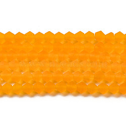 Imitate Austrian Crystal Frosted Glass Beads Strands, Grade AA, Faceted, Bicone, Orange, 2.9~3.3x2.5mm, Hole: 0.7mm, about 145~150pcs/strand, 16.34~16.54 inch(41.5~42cm)(EGLA-A039-T2mm-MD23)