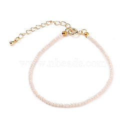 Faceted Electroplate Glass Beaded Bracelets, with Golden Plated Brass Spring Ring Clasps, Rondelle, Misty Rose, 7-1/2 inch(19cm)(BJEW-JB05693-04)
