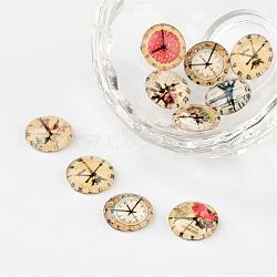 Clock Printed Glass Cabochons, Half Round/Dome, Mixed Color, 12x4mm(X-GGLA-A002-12mm-YY)