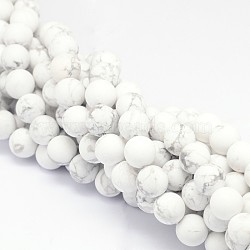 Round Natural Howlite Bead Strands, Frosted, 10mm, Hole: 1mm, about 40pcs/strand, 15.74 inches(G-L448-10-10mm)