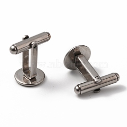 304 Stainless Steel Cuff Buttons, Cufflink Findings for Apparel Accessories, Antique Silver, Tray: 10mm, 19x19x12mm(STAS-L262-39C-P)