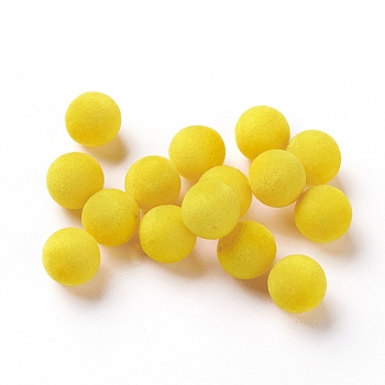 Flocky Acrylic Beads, Half Drilled, Round, Gold, 11.5~12mm, Hole: 1.6mm