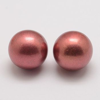 Brass Chime Ball Beads Fit Cage Pendants, No Hole, Indian Red, 16mm