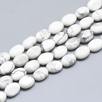 Natural Howlite Beads Strands, Oval, 8x6x4mm, Hole: 1mm, about 49~50pcs/strand, 14.5 inch~14.7 inch