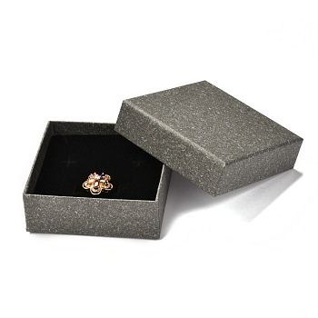Square Paper Jewelry Box, Snap Cover, with Sponge Mat, for Rings and Bracelet Packaging, Olive, 10x10x3.6cm