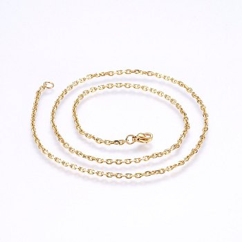 304 Stainless Steel Cable Chain Necklaces, Golden, 17.71 inch(45cm), 2mm 