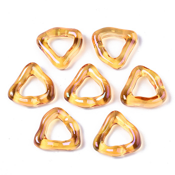 Transparent Resin Finger Rings, AB Color Plated, Triangle, Dark Orange, Inner Diameter: 11mm