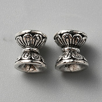 Tibetan Style Alloy Bead Caps, Double Sided, Antique Silver, 8x7.5mm, Hole: 2mm