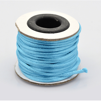 Macrame Rattail Chinese Knot Making Cords Round Nylon Braided String Threads, Satin Cord, Deep Sky Blue, 2mm, about 10.93 yards(10m)/roll