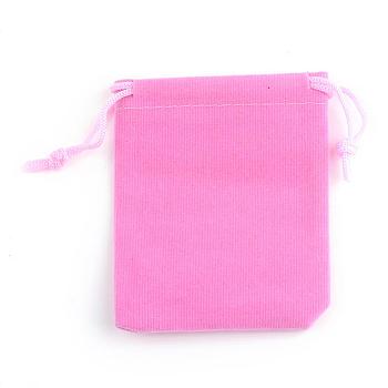 Rectangle Velvet Pouches, Gift Bags, Pink, 15x12cm