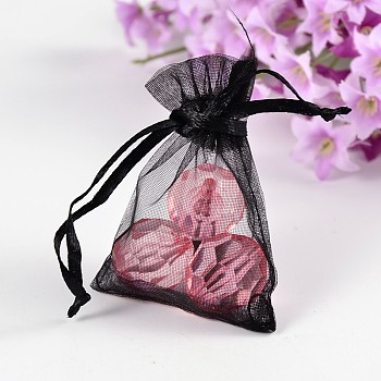 Organza Gift Bags, Jewelry Mesh Pouches for Wedding Party Christmas Gifts Candy Bags, Black, 7x5x0.2cm