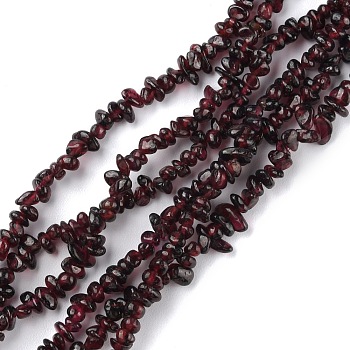 Natural Garnet Beads Strands, Chip, 1.5~4.5x3~13x2.5~8mm, Hole: 0.6mm, 30.94~31.97 inch(78.6~81.2cm)
