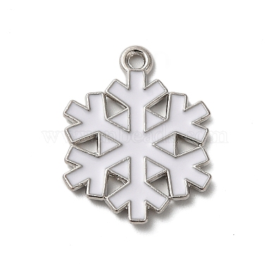 Platinum Snowflake Alloy+Enamel Pendants